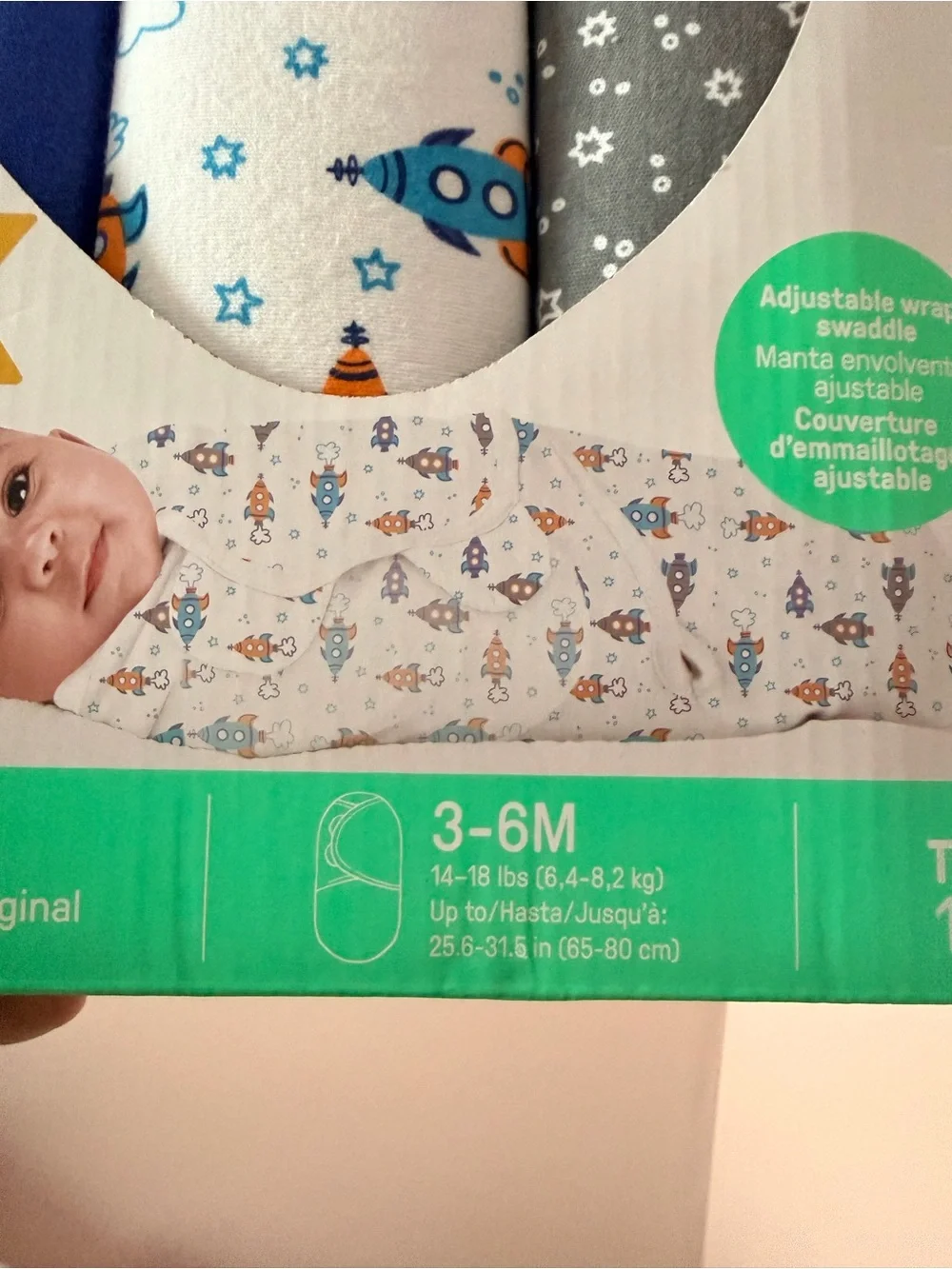 SwaddleMe Original Swaddle 3 Pack 3-6 Months 14-18 lbs Rockets Stars NEW